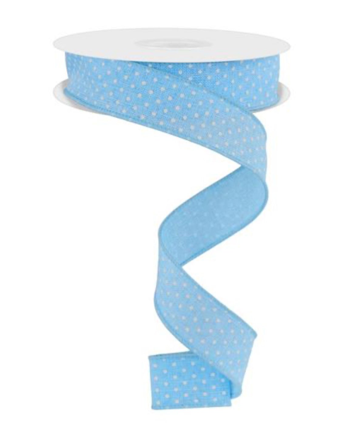blue swiss dot wired skinny wired ribbon, 7/8'' - Greenery MarketWired ribbonRG0765114