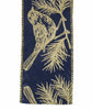 Blue with champagne gold birds and pine wired 2.5” - Greenery MarketWired ribbon184660