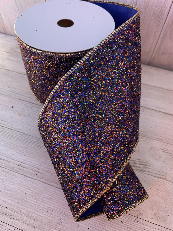 blue/purple designer glitter wired ribbon - Greenery MarketWired ribbonMtx62804 purp