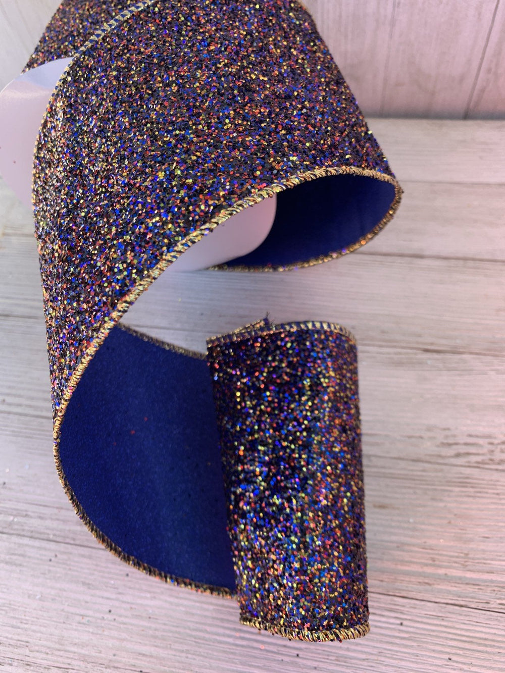 blue/purple designer glitter wired ribbon - Greenery MarketWired ribbonMtx62804 purp