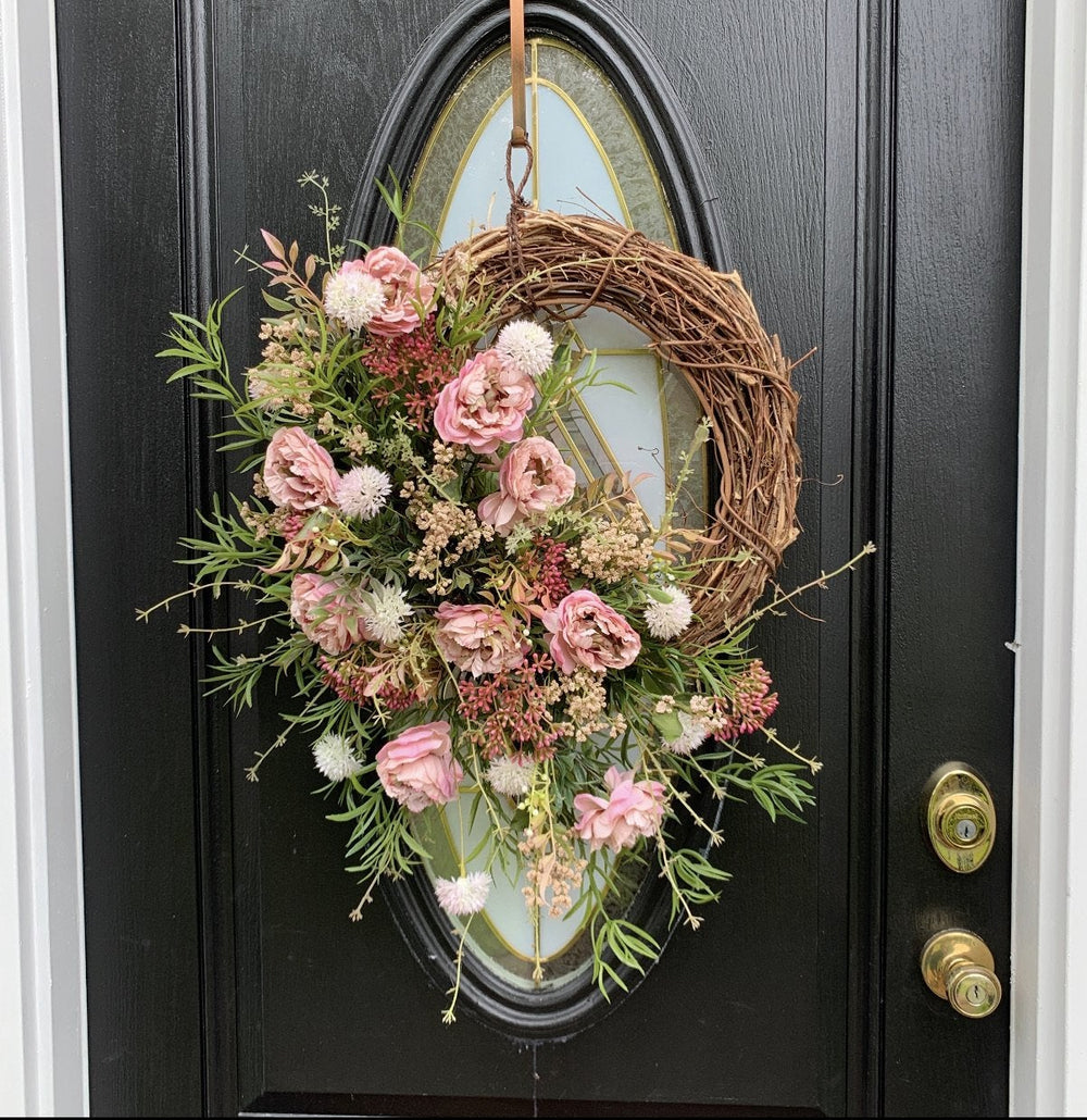 Blush pink Ranunculus bush - Greenery Market artificial flowers