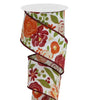 Bold blooms - orange and wine floral wired ribbon - Greenery MarketRga1682my