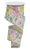 Bold blooms - pink and green floral wired ribbon - Greenery MarketWired ribbonRGA1682WT