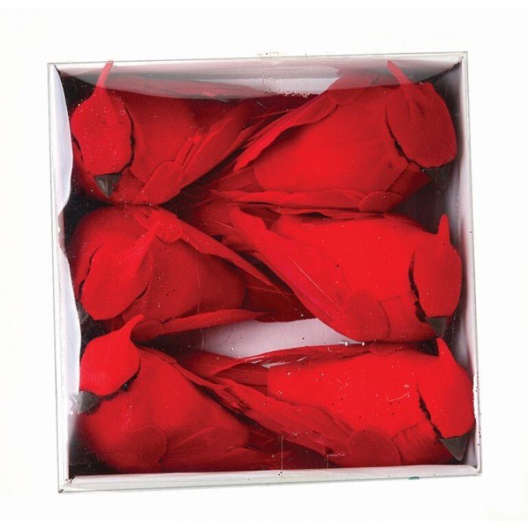 Box of 4” Cardinal red birds x 6 - Greenery MarketMTX45887 RED
