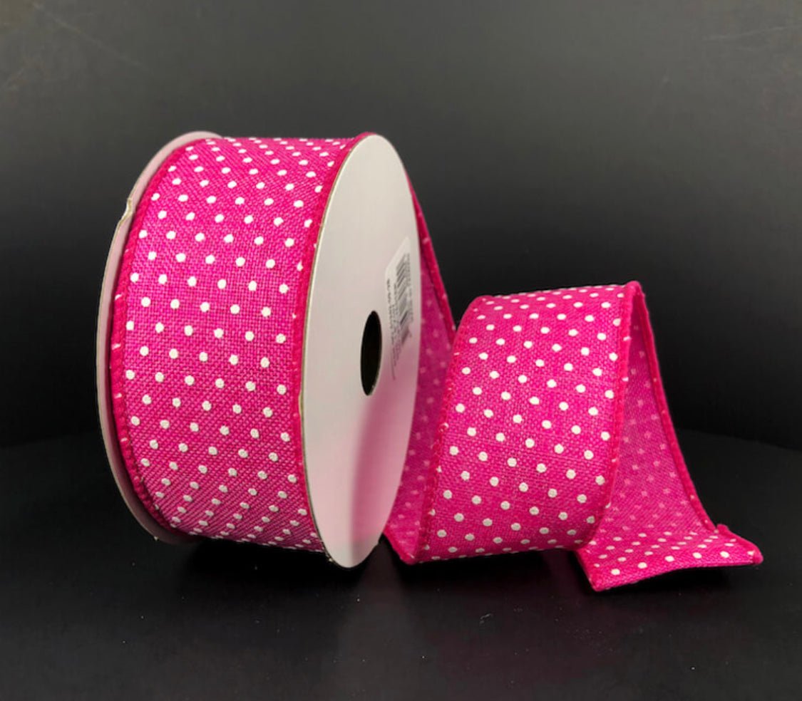 Brights pink raised dot wired 1.5” ribbon - Greenery MarketWired ribbon41345-09-28