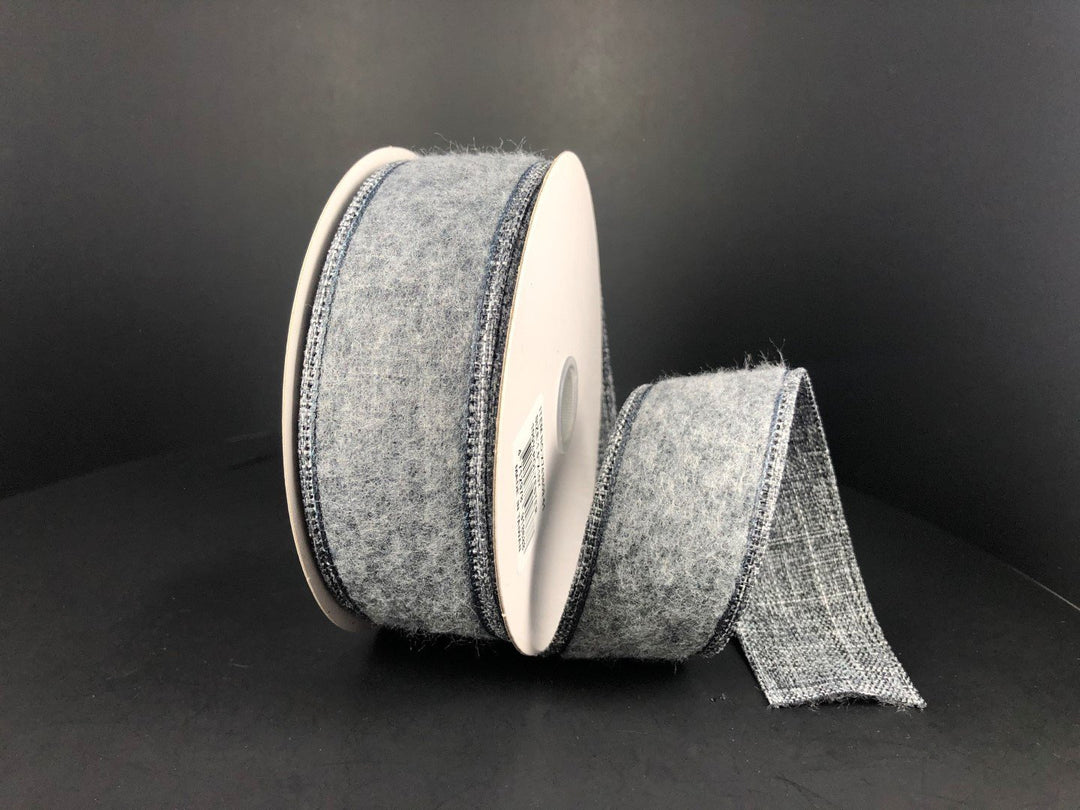 Brushed charcoal linen wired ribbon, 1.5"X10Y - Greenery Market Wired ribbon