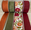 Burgundy and rust Floral bow bundle x 4 ribbons - Greenery MarketWired ribbonBB2