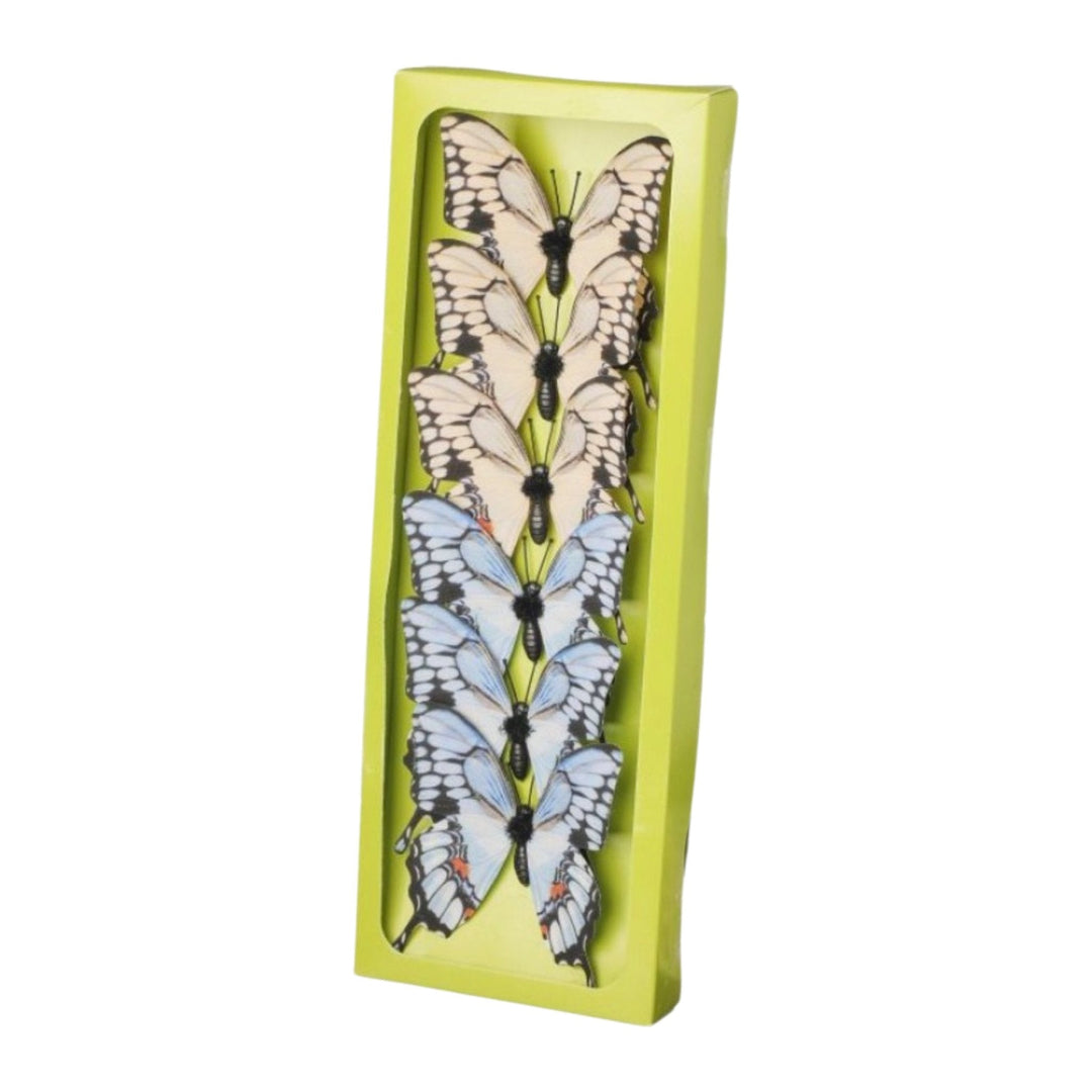 Butterfly, fabric butterflies - blue ivory - Greenery Marketwreath enhancementsMT25097 BLIV