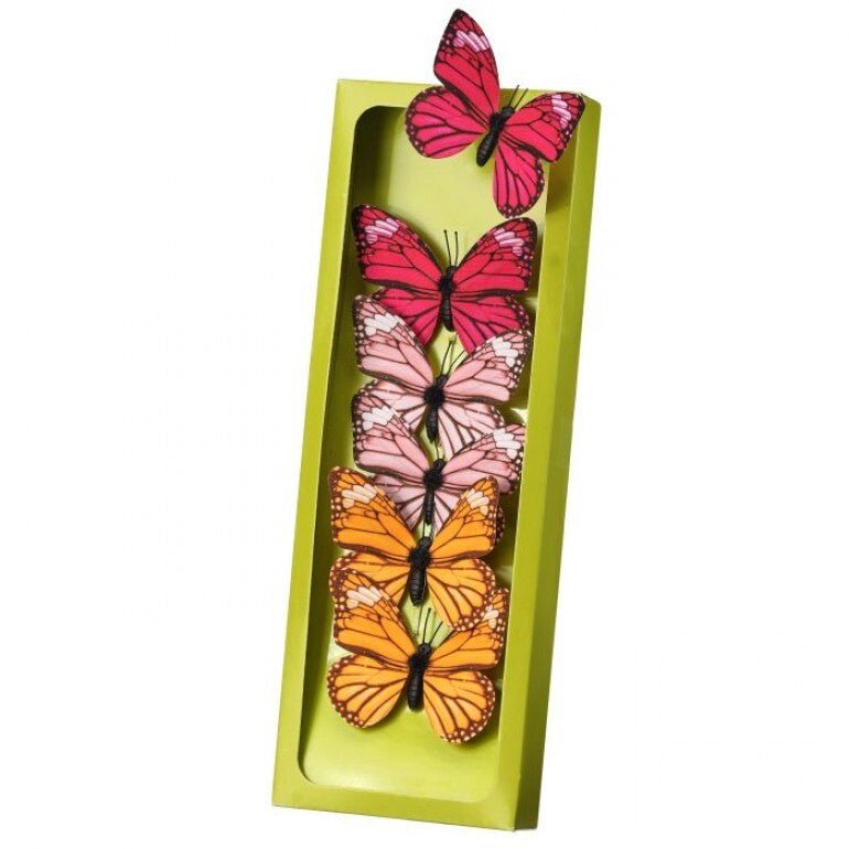 Butterfly, fabric butterflies - pink orange - Greenery Marketwreath enhancementsMT25909 PKOR