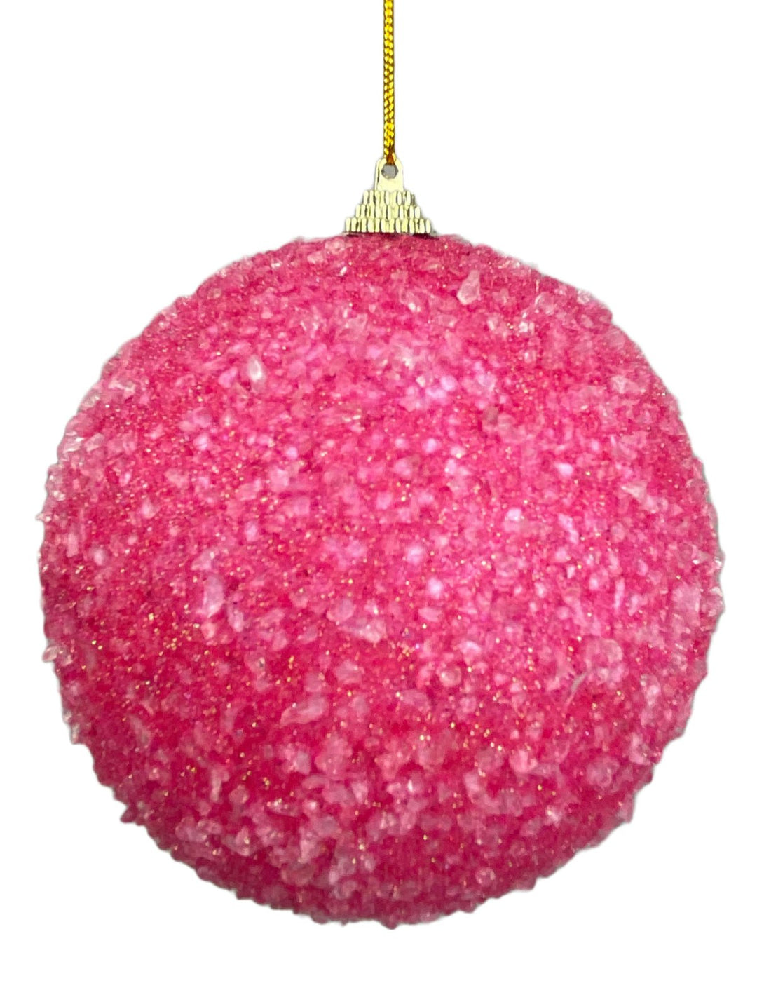 Candy sugared pink ball ornament 5” - Greenery Market85677BT