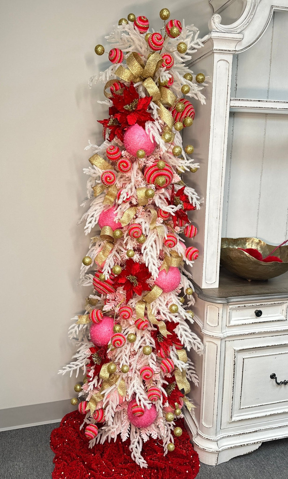 Candy sugared pink ball ornament 5” - Greenery Market85677BT