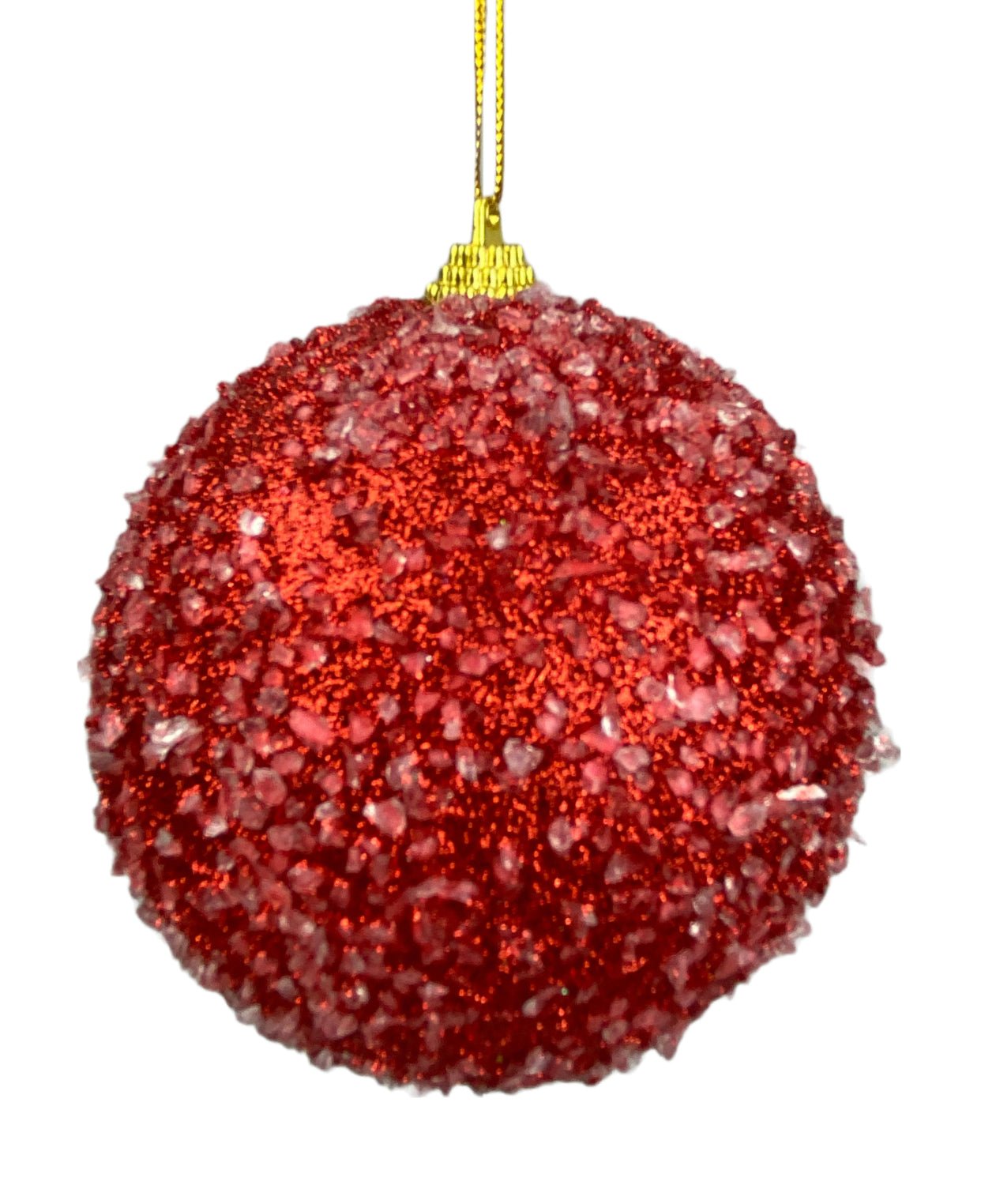 Candy sugared red ball ornament 4” - Greenery Market85678RD