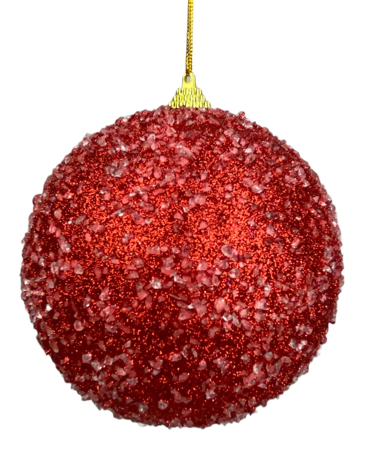 Candy sugared red ball ornament 5” - Greenery Market85677RD