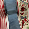 Cardinal and blue jay Christmas bow bundle - Greenery Marketwired ribbon2.5bluecardinalx3