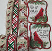 Cardinal and holly Christmas signs and ribbon bundle - Greenery Marketwired ribbonRedbirdSignsribbonx5