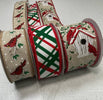 Cardinal and holly Christmas signs and ribbon bundle - Greenery Marketwired ribbonRedbirdSignsribbonx5