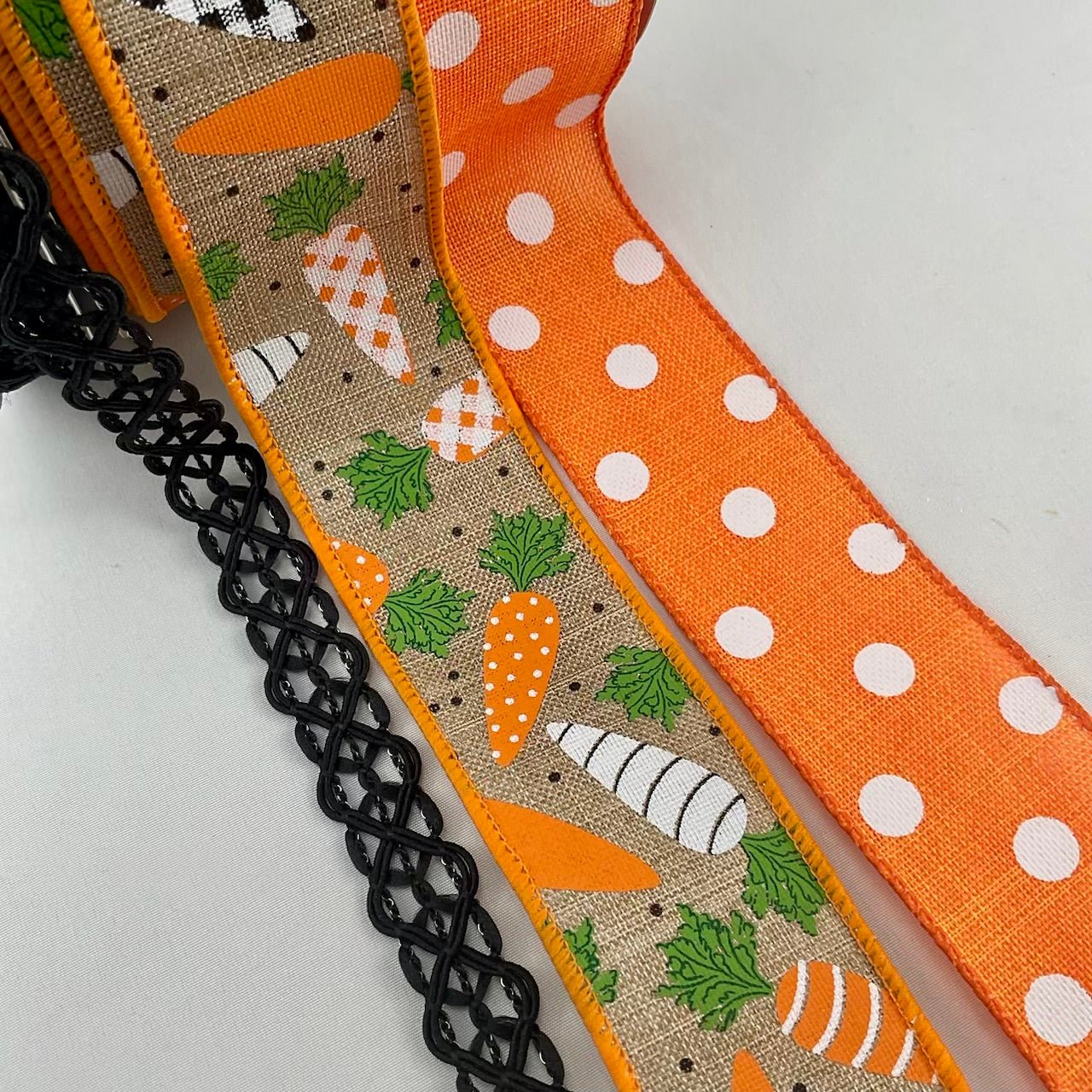 Carrot bow bundle x 3 wired ribbons - Greenery MarketRibbons & TrimBlackCarrotx3