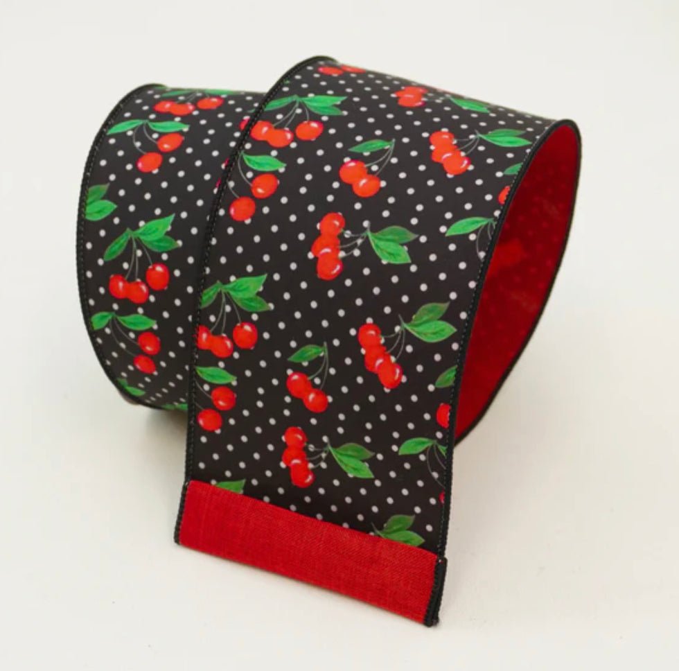 Cherry dots 2.5” farrisilk wired ribbon - Greenery MarketRibbons & TrimRA895-92