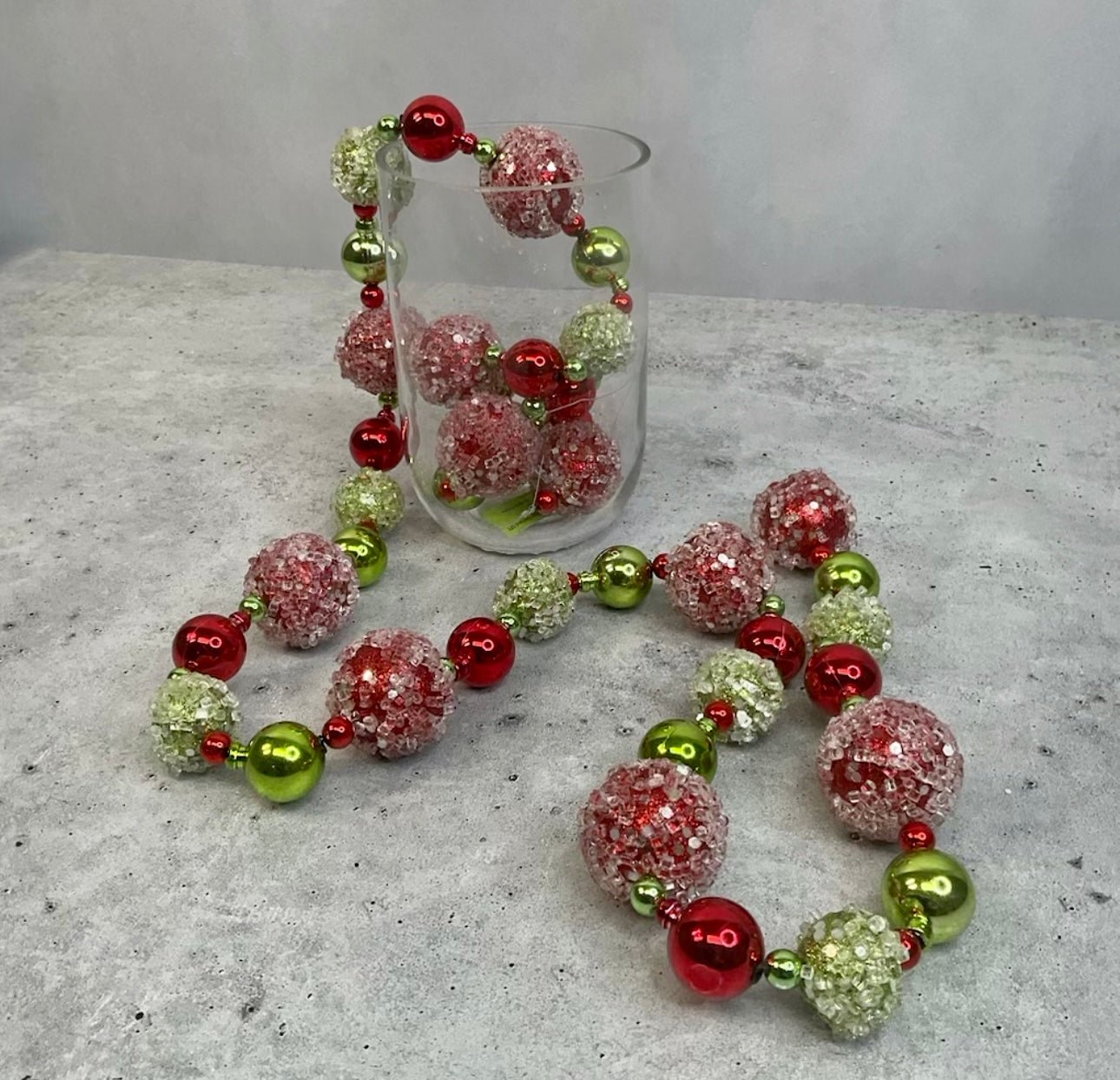 Christmas ball garland - red green white - Greenery MarketChristmas84670GA5