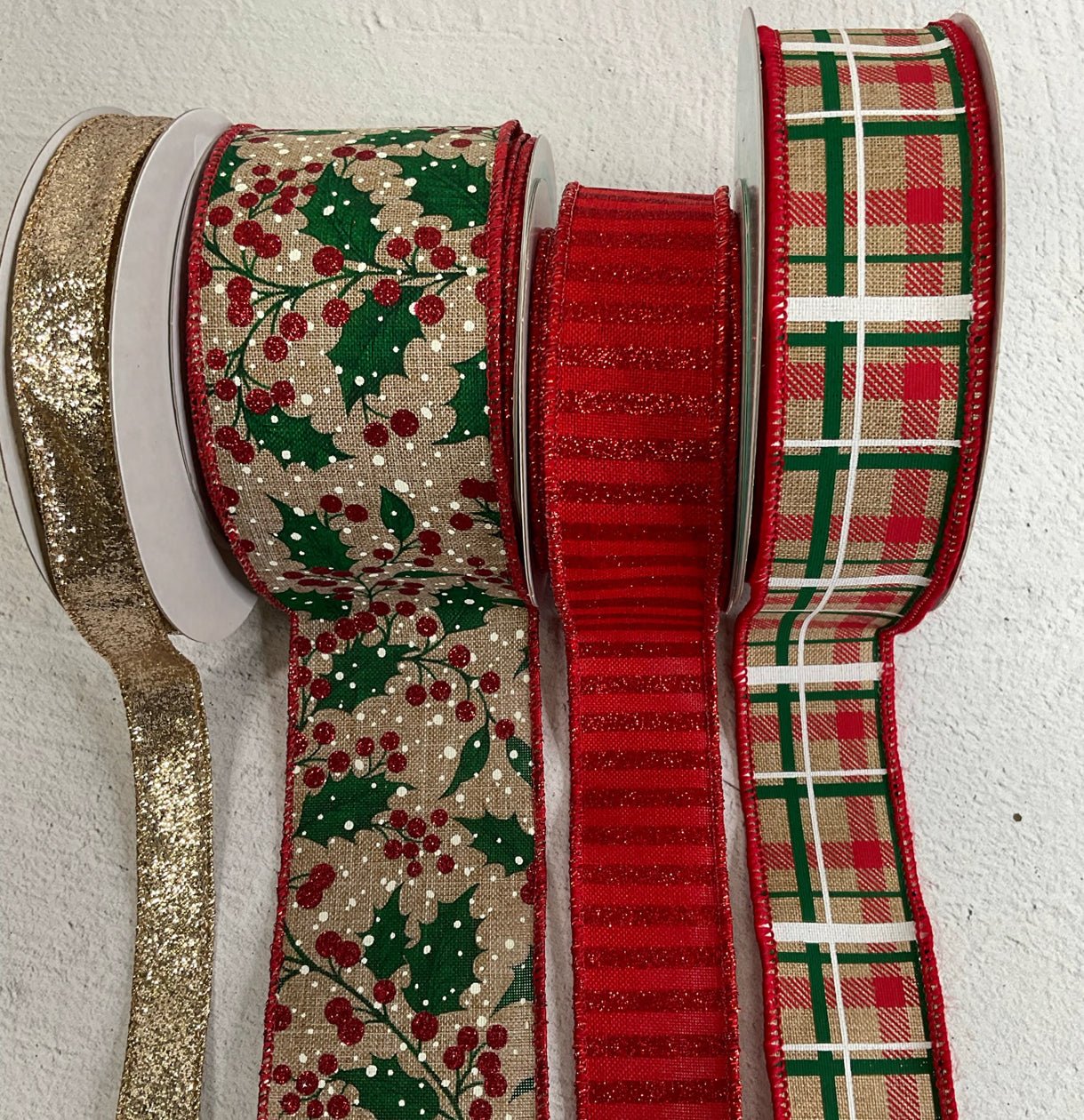 Christmas holly bow bundle x 4 ribbons - Greenery MarketRibbons & Trim