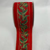Christmas holly velvet wired ribbon 4” - Greenery MarketWired ribbonMTX71838