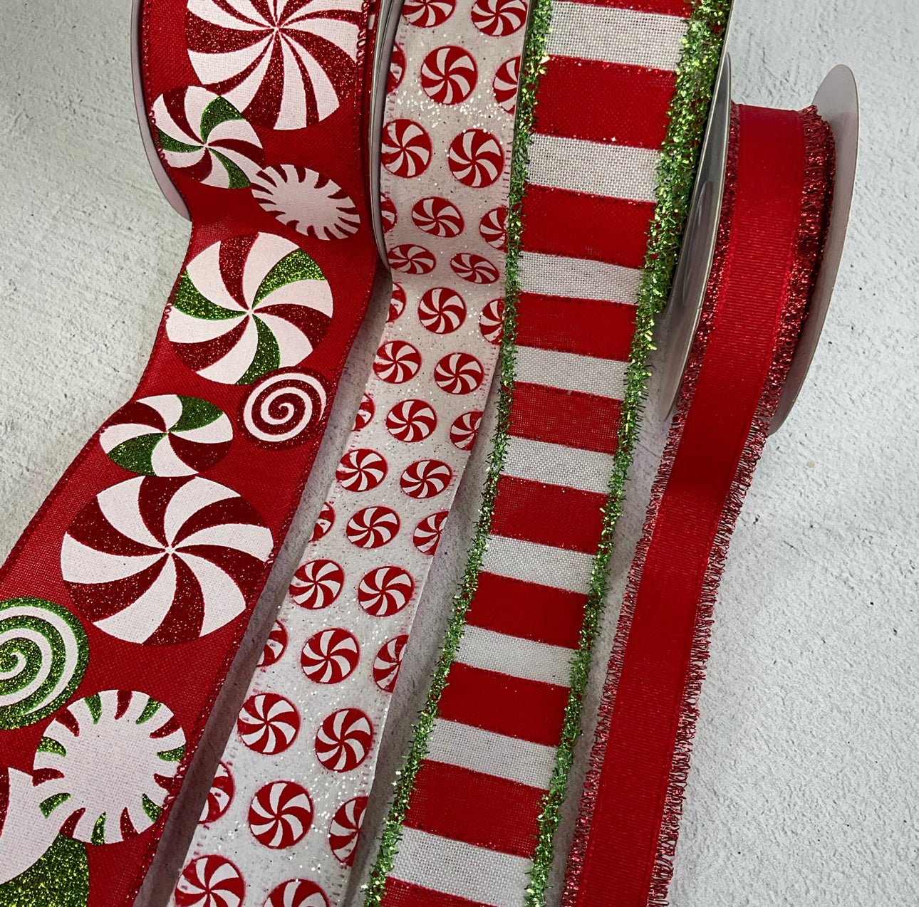 Christmas peppermint bow bundle x 4 ribbons Greenery Market
