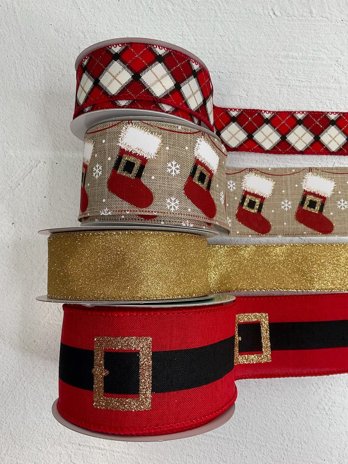 Christmas Santa belt x 4 ribbon bow bundle - Greenery MarketWired ribbon