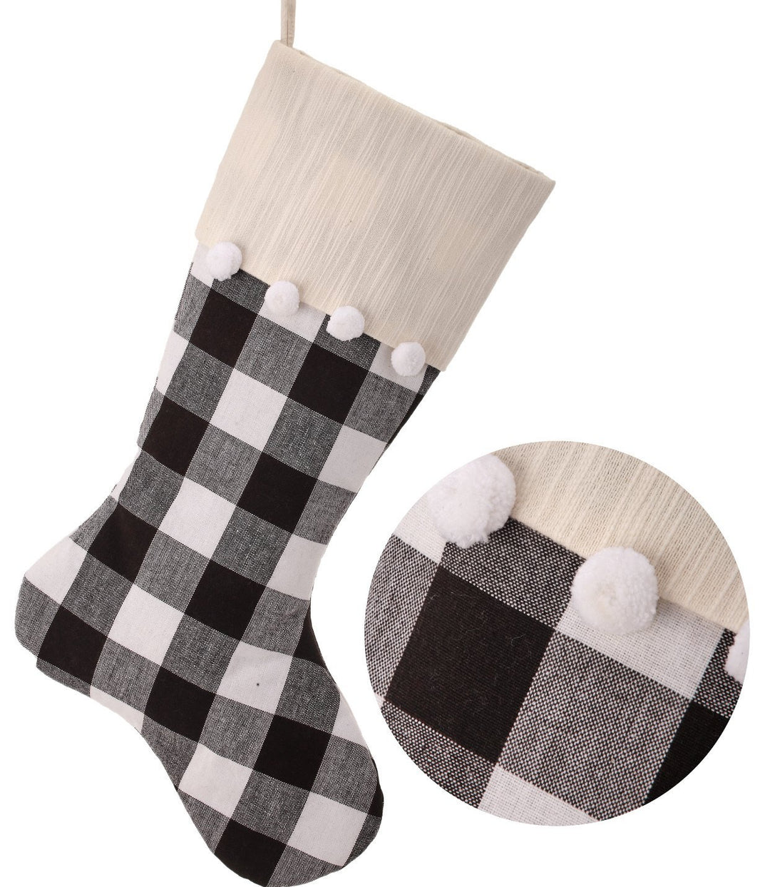 Christmas stocking - black and white plaid - Greenery Market Home decor