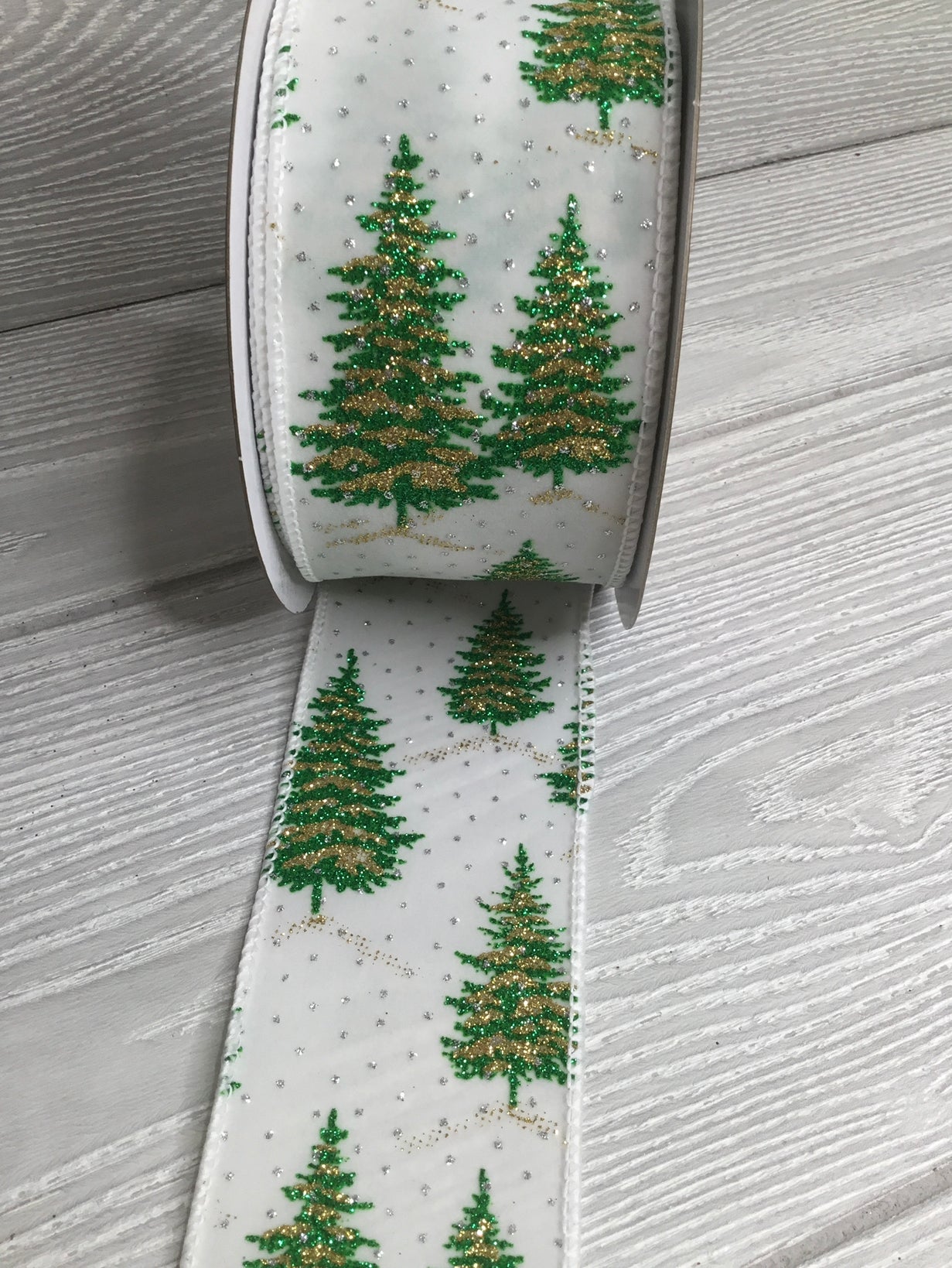 Christmas tree white velvet wired ribbon 2.5” - Greenery MarketRibbons & Trim177401