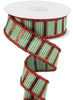 Clover green and red stripe wired ribbon 1.5” - Greenery MarketWired ribbonRGC1338AM