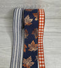 Copper maple leaves on navy wired ribbon 2.5” - Greenery MarketWired ribbonX970740-27
