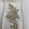 Cream and gold acanthus 4” wired ribbon - Greenery MarketWired ribbonMTX65139