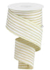Cream and white irregular stripes wired ribbon 2.5” - Greenery MarketWired ribbonRga138264