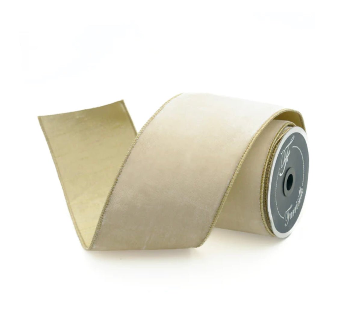 Cream Farrisilk flashy velvet tree ribbon 4” Greenery Market