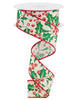 Cream, Gold, red, and green holly wired ribbon - 1.5” - Greenery MarketWired ribbonRGF106538