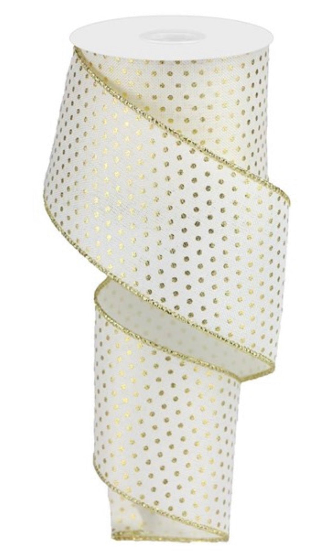 Cream with gold Swiss dot wired ribbon - Greenery MarketWired ribbonRG0190837