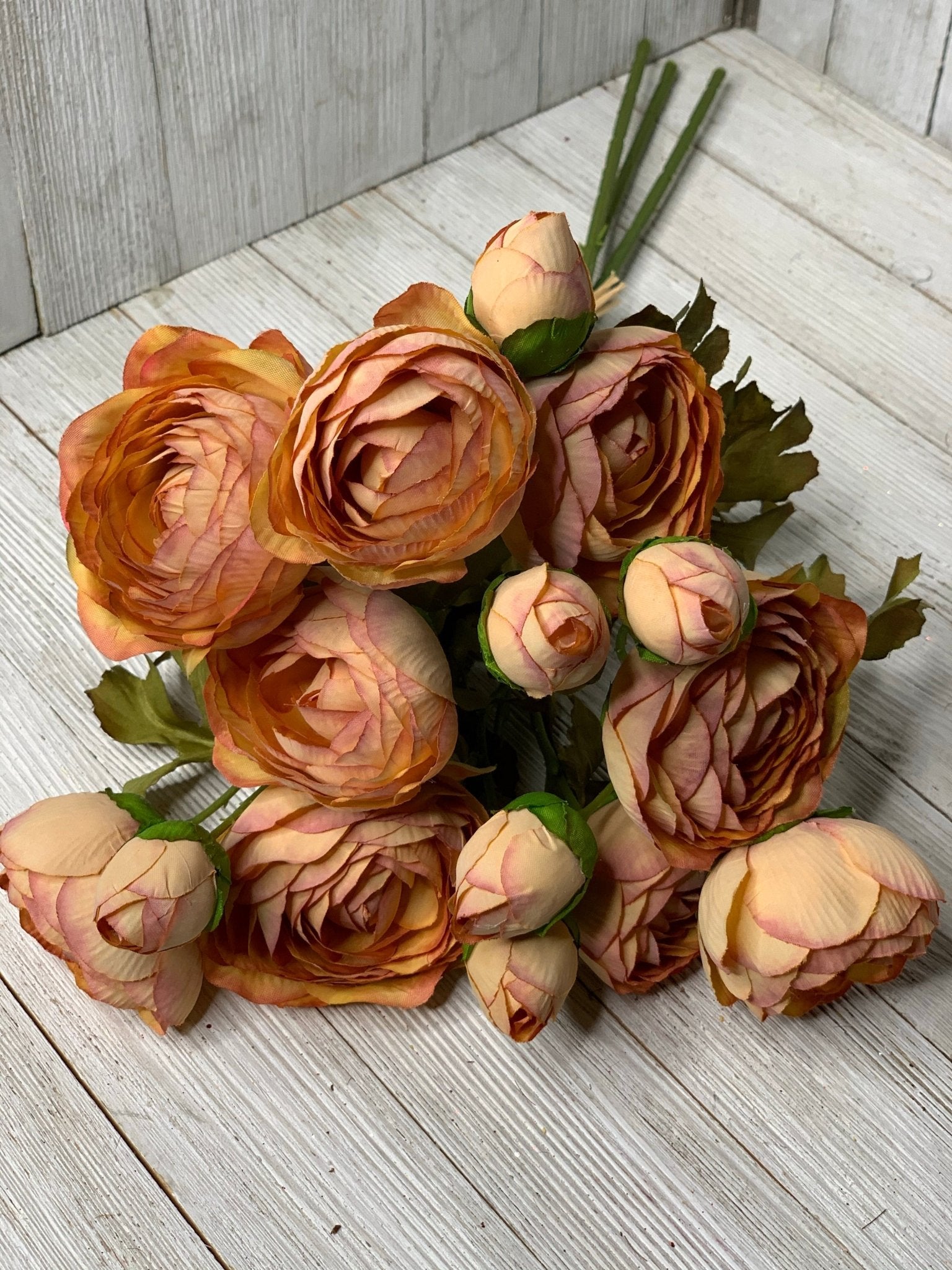 Creamy Peach with blush tips ranunculus bundle - Greenery Marketartificial flowers
