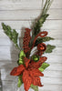 Curly poinsettia spray with ornaments -glittered - Greenery MarketWinter and Christmas84112rd