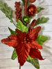 Curly poinsettia spray with ornaments -glittered - Greenery MarketWinter and Christmas84112rd