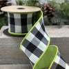 D Stevens Faux dupion check with green back wired ribbon 2.5” 88-1839 - Greenery Market88-1839