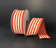 Dark orange and ivory cabana striped wired ribbon, 1.5" - Greenery MarketWired ribbon