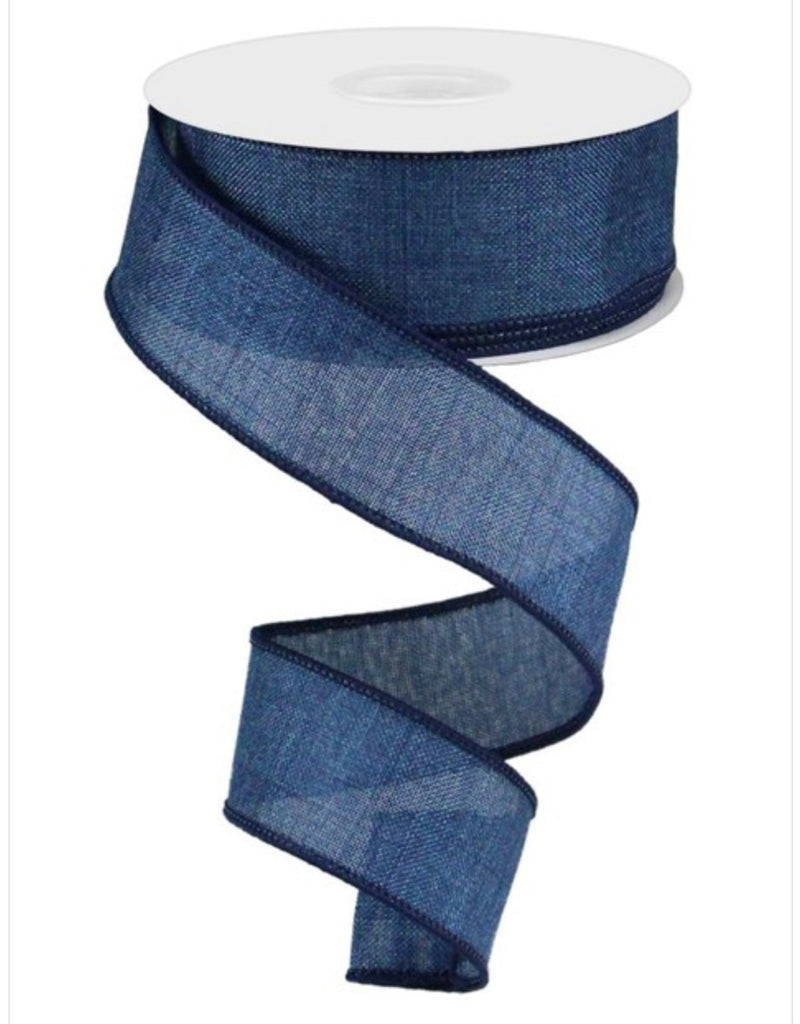 Denim shimmer Blue Solid wired ribbon 1.5” - Greenery Market