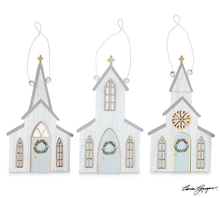 Distressed white church signs x 3 signs - Greenery Market2085186 (set of 3)