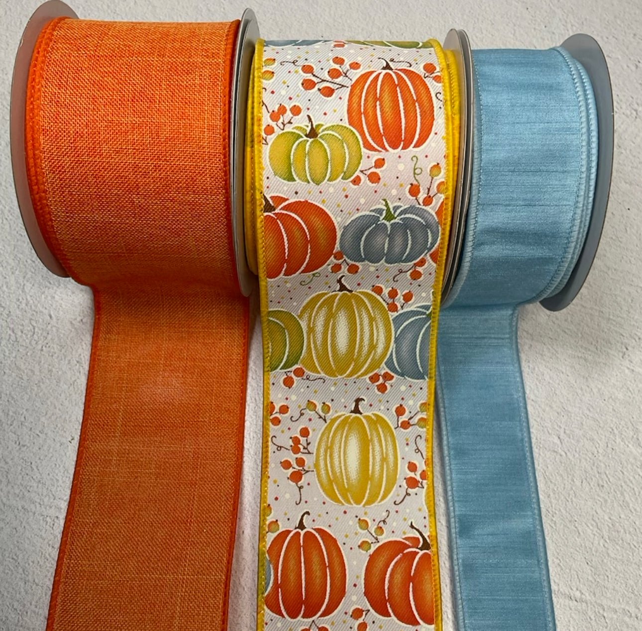 DIY bow making bundle - blue orange pumpkins - Greenery MarketRibbons & TrimPumpkinbluex3