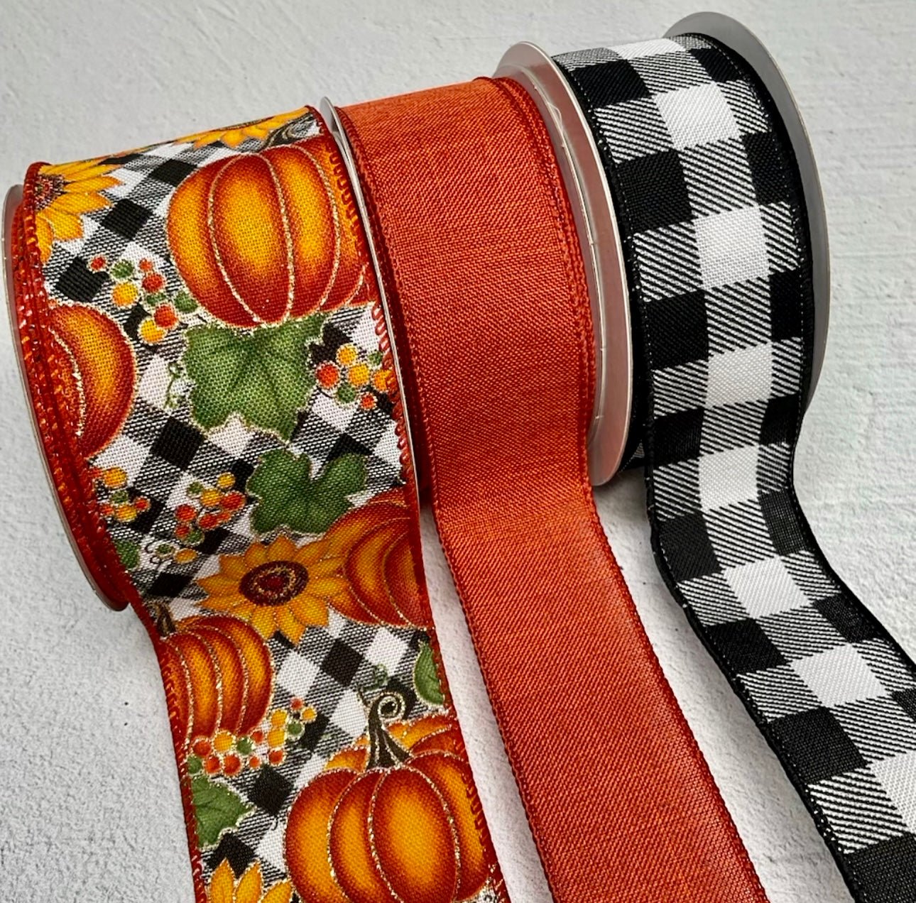 DIY bow making bundle - plaid pumpkins - Greenery MarketRibbons & TrimBlackwhitepumpkinx3