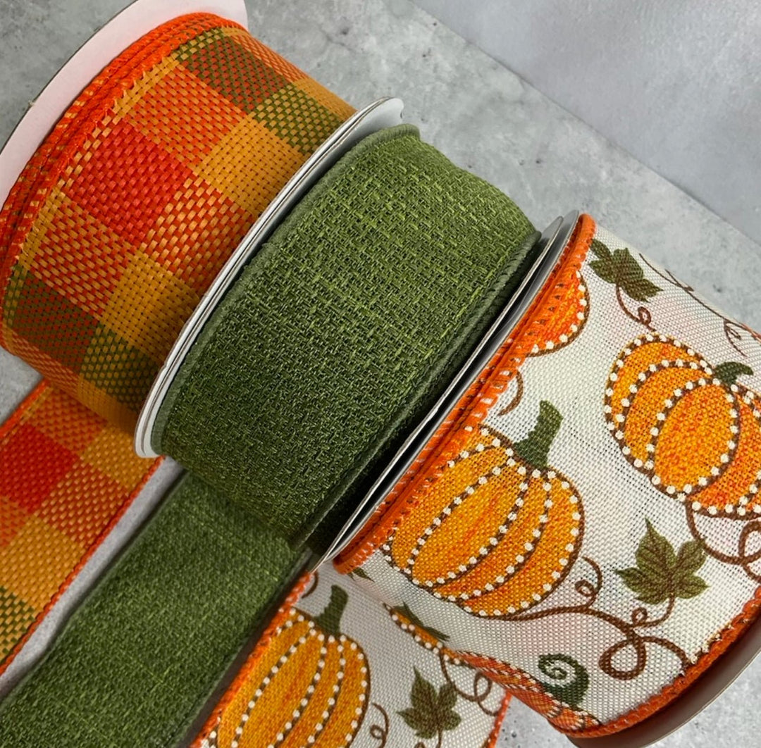 DIY ribbon bow bundle - plaid and pumpkins - Greenery MarketRibbons & Trim