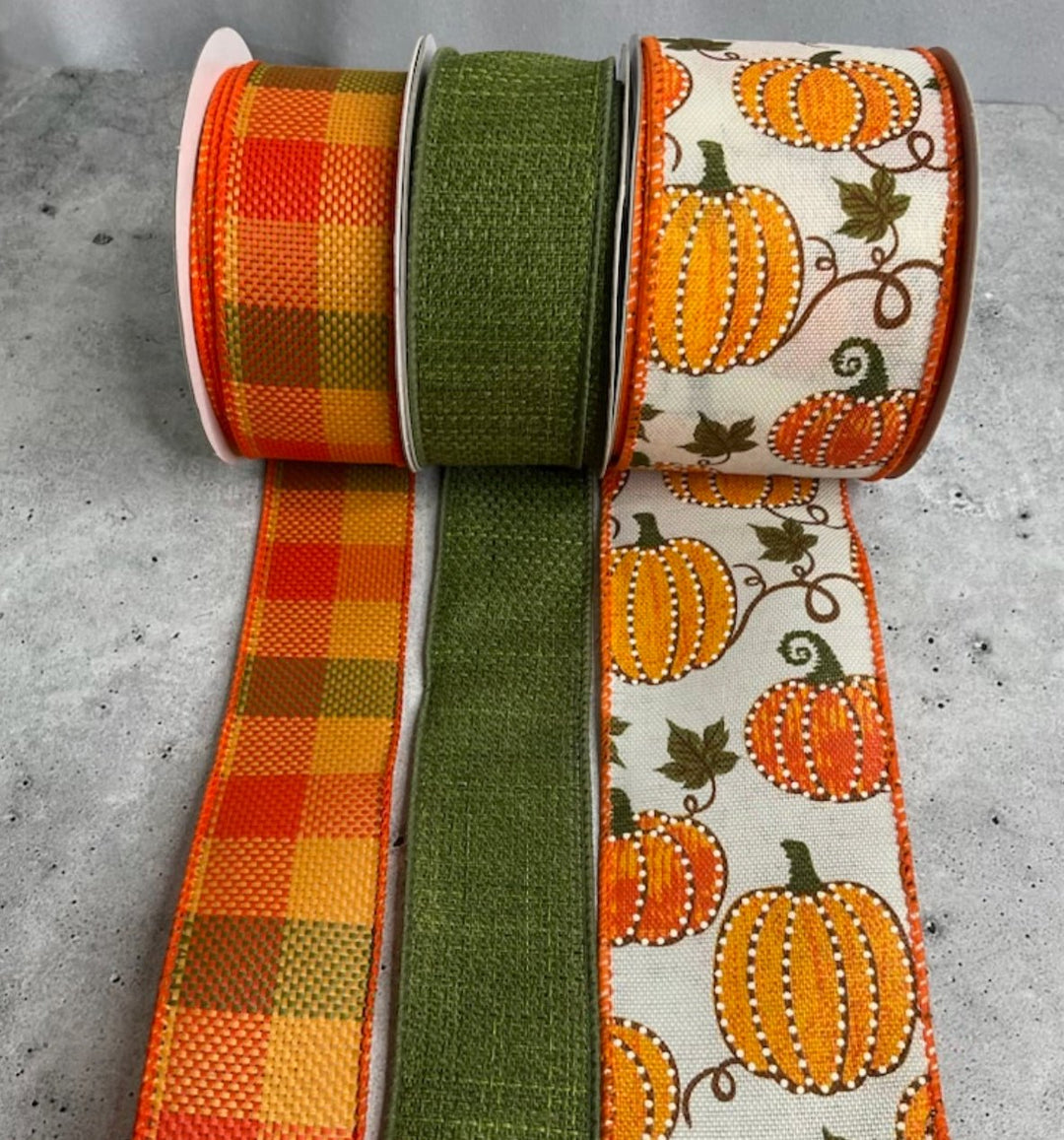 DIY ribbon bow bundle - plaid and pumpkins - Greenery MarketRibbons & Trim