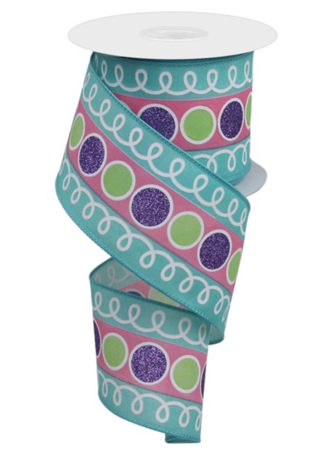 Dots and loops wired Ribbon 2.5” - Greenery Market