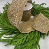 Embroidered jewel leaf gold 4” wired ribbon - Greenery MarketWired ribbonMTX68107