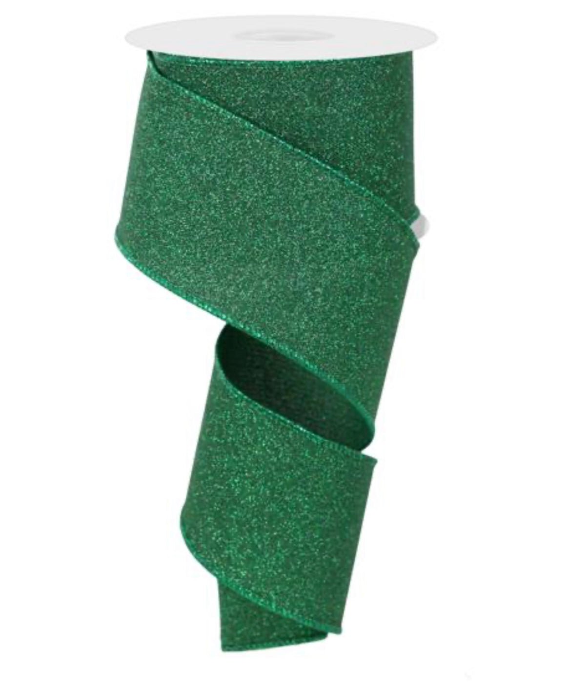 Emerald glittered solid wired ribbon 2.5” - Greenery MarketRGE179006